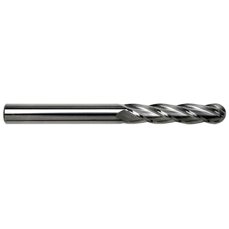 Gs Tooling 3/8" Diameter x 3/8" Shank 4-Flute Extra Long Length Ball Nose Blue Series Carbide End Mills 102488